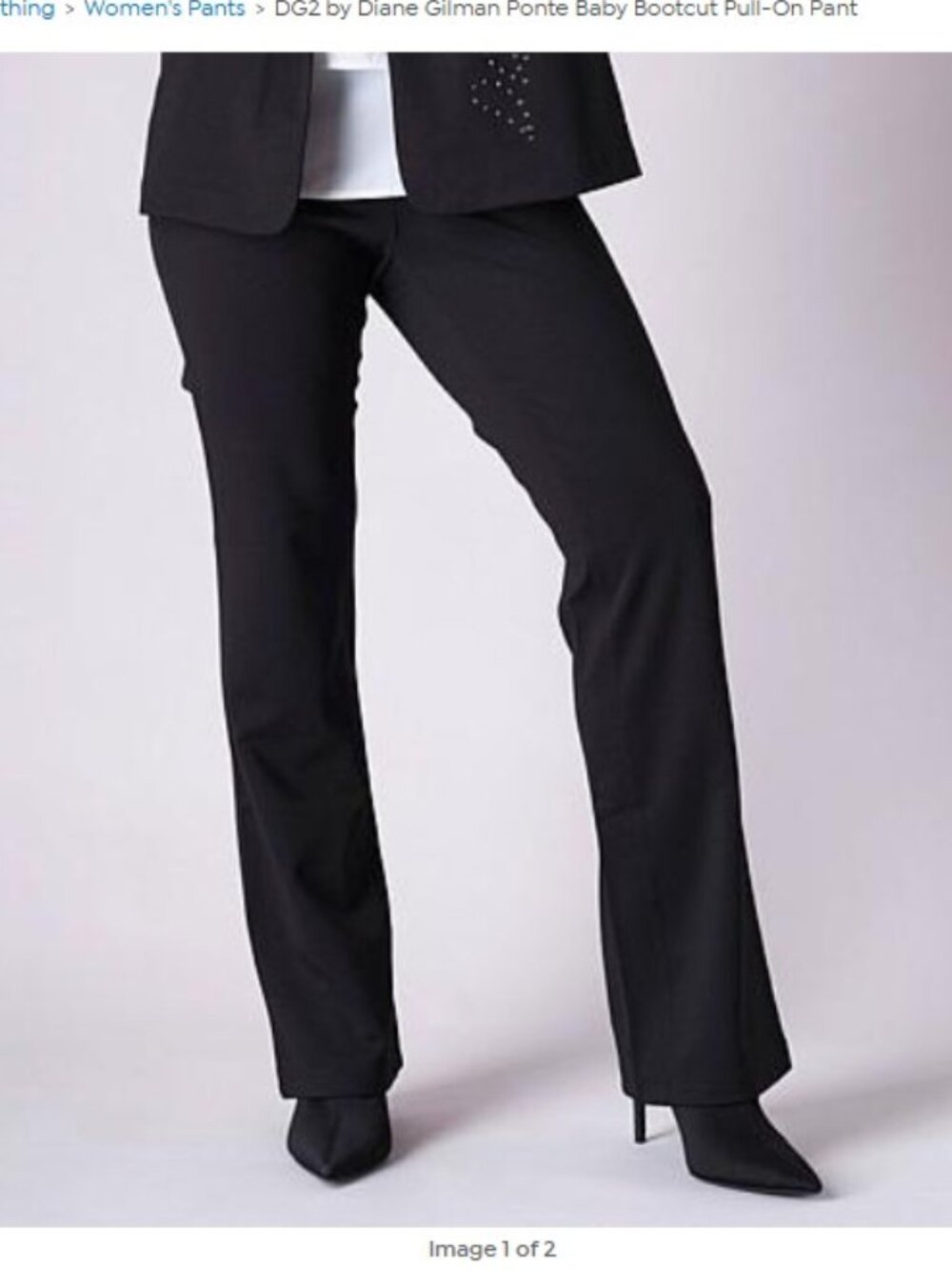 DG2 by Diane Gilman Ponte Baby Bootcut Pull-On Pant - Size: Petite Medium - NIP